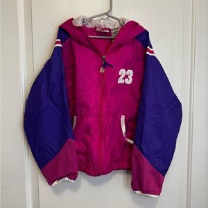 Hanes Sport Girls Pink & Purple Hooded Windbreaker Jacket Size M 7/8